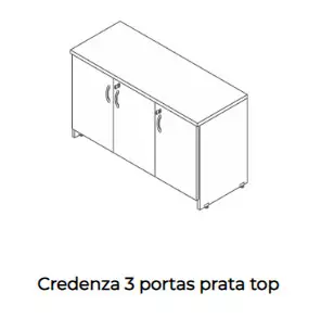 Credenza com 3 portas - Linha Prata e Linha Top