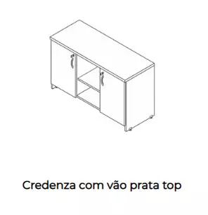 Credenza com vão - Linha Prata e Linha Top