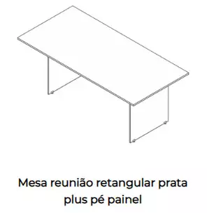 Mesa de reunião retangular - Linha Prata e Linha Plus