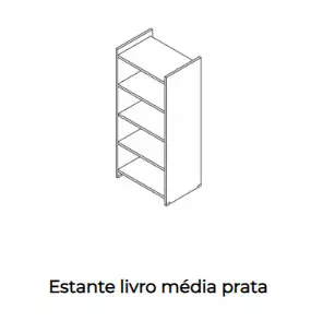 Estante de livro média - Linha Prata